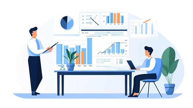 Business people working on graphs and charts photo