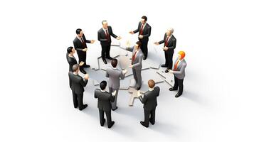 A group of business people standing around a circle photo