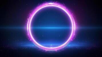A glowing purple circle with a glowing light around it photo