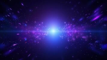 Space background with bright light and stars photo