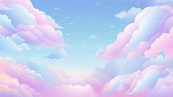 Pastel clouds background with stars and clouds photo