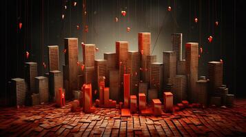 A city with red bricks and red lights photo