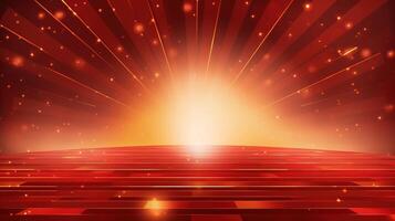 Red background with bright light and stars photo