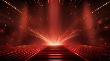 Red stage with stairs and lights photo