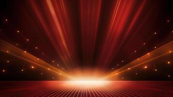 Red light beams on a stage background photo