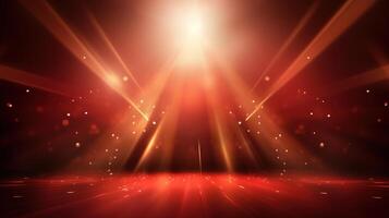 Red light beams on a stage background photo