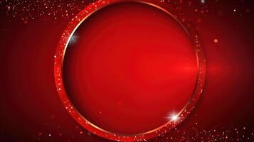 Red background with shiny circle and sparkles photo