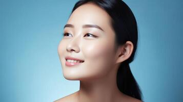 A woman with a beautiful face and a smile photo