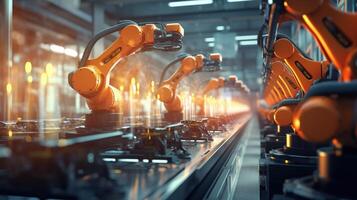 Robots in an industrial factory line photo