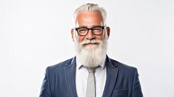 A man with a white beard and glasses photo