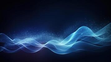 Abstract blue wave background with light photo
