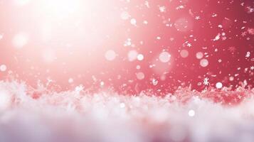 Abstract background with snowflakes and red light photo