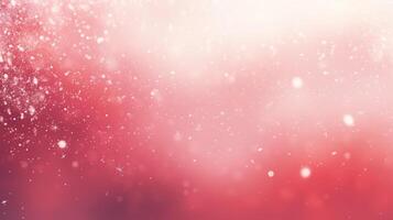 A red and pink background with snow falling photo