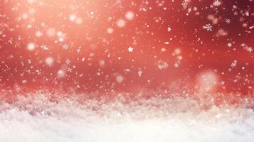 Christmas background with snowflakes and red light photo