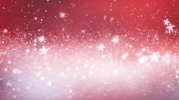 A red and white background with snow falling photo