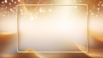 Golden frame with sparkles on a golden background photo