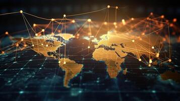 Global business network concept with world map and network connections photo
