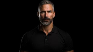A man with a beard and a black shirt photo