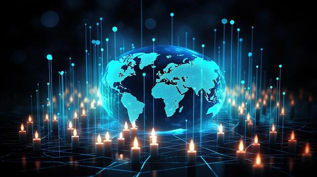 The world is connected with the internet and the globe is connected with the internet photo