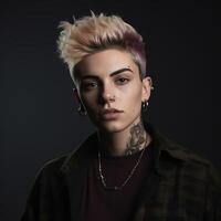 A woman with tattoos and piercings photo
