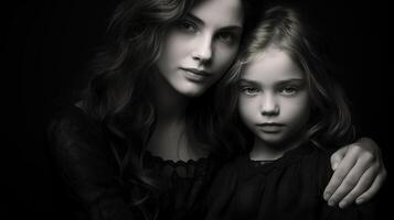 A woman and a little girl are posing for the camera photo