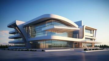 Modern architecture building with curved exterior photo