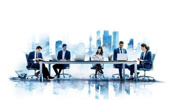 A group of business people sitting at a table photo