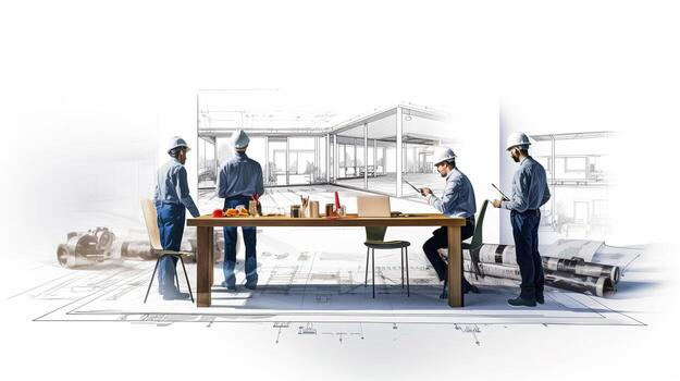 Architectural design team working on a project photo