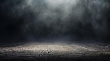 Dark room with smoke and light photo