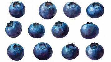 Blueberries watercolor illustration photo