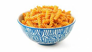 A bowl of pasta on a white background photo