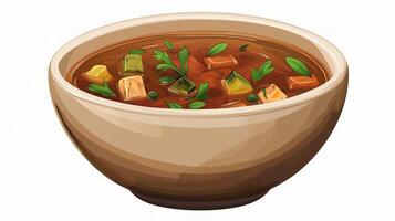 A bowl of soup with vegetables and meat photo