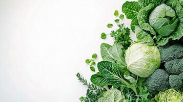un manojo de verde vegetales en un blanco antecedentes foto