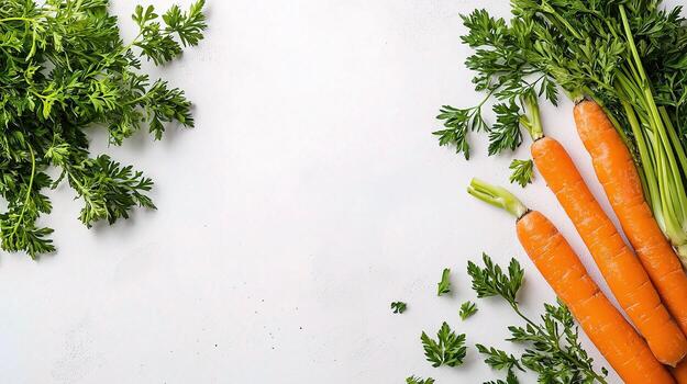 Carrots and parsley on white background photo