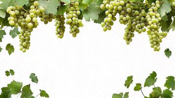 Grapes hanging from the vine on a white background photo
