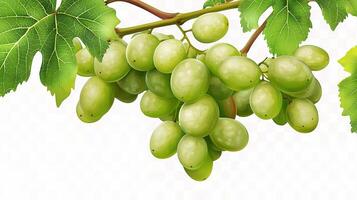Grapes on a branch with leaves photo