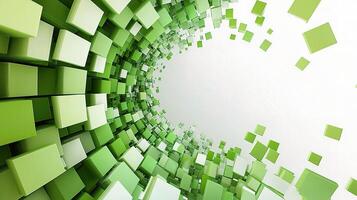 Green cubes in a circular shape photo