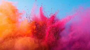 Colorful powder is being thrown into the air photo