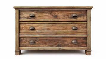 A wooden chest of drawers on a white background photo