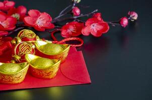 Side view Chinese New Year decoration with customizable space for text or ideas photo