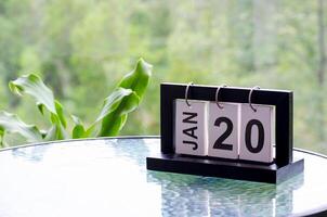 20 January calendar table with blurred nature background. With customizable space for text or ideas photo