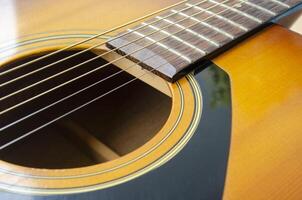 Close up view of part of Guitar suitable for music cover or use for copy space. Music and copy space concept photo