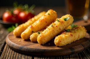 Cheese sticks on dark background photo food for restaurant menu