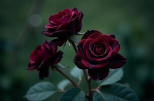 Bush large red roses, blooming flower nice outside in garden, close-up photo