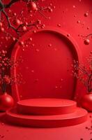 Podium products on background free space for goods photo