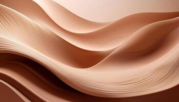 Smooth beige abstract curved waves in minimalist 3d design photo