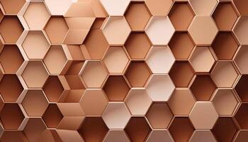 Geometric copper hexagon wall pattern with 3d depth photo