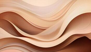 Curved wooden abstract background with waves and lines in beige and brown tones photo