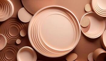 Abstract circular layers in brown tones with textured pattern photo