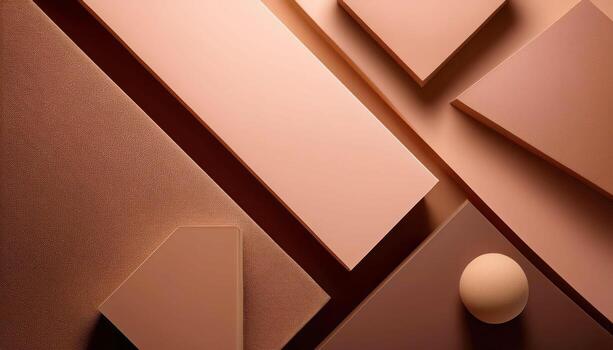 Geometric shapes in earth tones with sphere and rectangle patterns photo